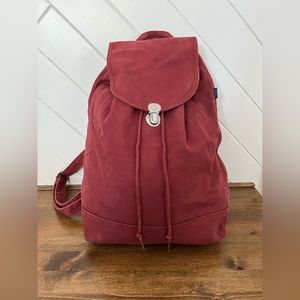 BAGGU Womens Burgundy Woven Drawstring Backpack